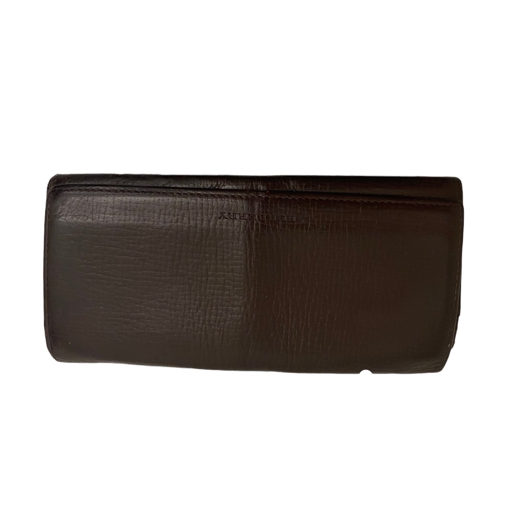 Brown leather Burberry Flap Long Wallet